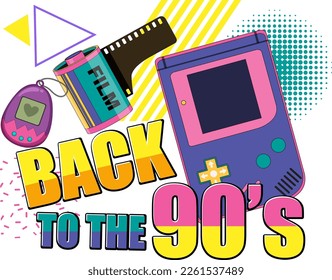 Back to the 90s banner template illustration
