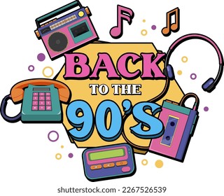 Back to the 90s banner template illustration