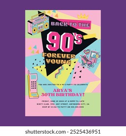 Back to the 90s Birthday Invitation