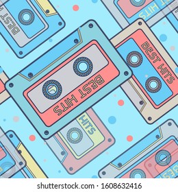 Back to 90's concept. Seamless Pattern. Pastel Background, Wallpaper