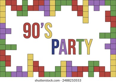 Back to 90's Frame design. Y2K style border template. 90s party background. Retro Geometric vector aesthetic can used web banner, t-shirt print. EPS 10