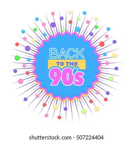 Back to The 90s Geometric Trend Vector Illustration with Colorful Ellipse Elements. Retro Style Shop Ad