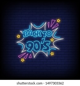 Back to 90's neon signs style vector