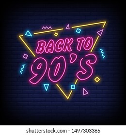 Back to 90's neon signs style vector