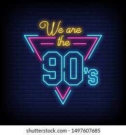 Back to 90's neon signs style vector