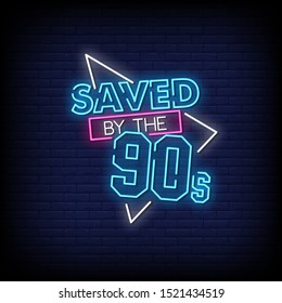 Back to the 90's neon signs style text vector