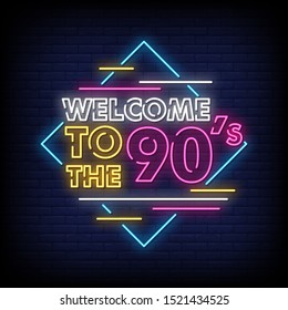 Back to the 90's neon signs style text vector