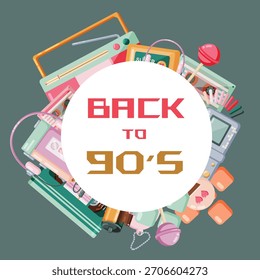 Back to 90s social media post with retro items