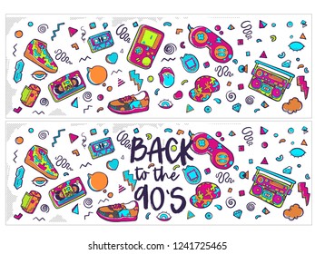 Back to the 90s. Vector illustration in trendy 80s-90s style.