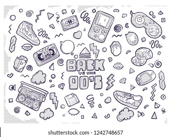 Back to the 90s. Vector illustration in trendy 80s-90s style.