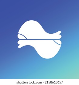 El logotipo de ballena abstracta de vuelta a atrás con fondo de degradado azul. Adecuado para temas relacionados con animales, conservación, vida silvestre y océanos.