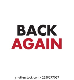 back again text on white background.