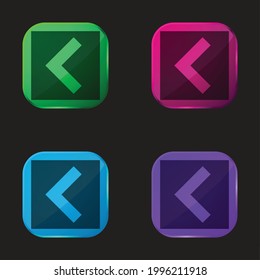 Back Angle Arrow In Square Interface Button four color glass button icon