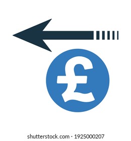 Back Arrow, Business, Pound Sterling, Cash Back Icon. Editable Vector Isolated On A White Background.