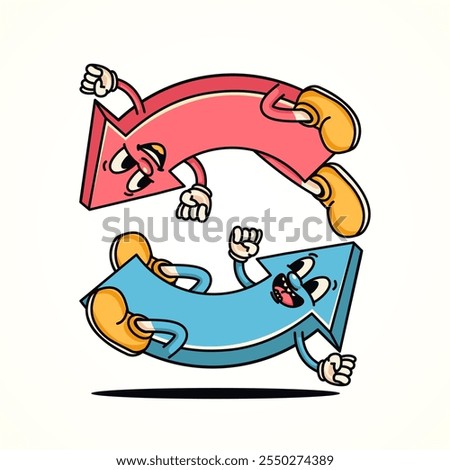 Back arrow cartoon mascot. Suitable for cash back, business, marketing, promotion and design element