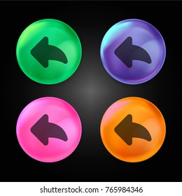 Back arrow crystal ball design icon in green - blue - pink and orange.
