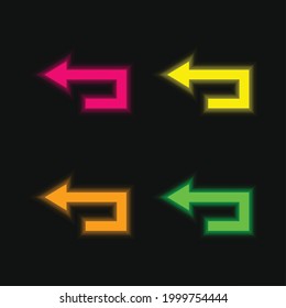 Flecha trasera cuatro colores de neonio brillante icono vectorial