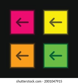Back Arrow four color glowing neon vector icon