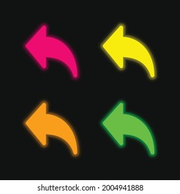 Back Arrow four color glowing neon vector icon