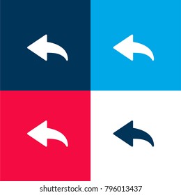 Back arrow four color material and minimal icon logo set in red and blue