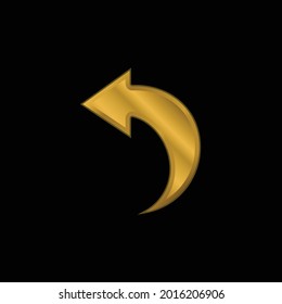 Icono metálico chapado en oro de flecha atrás o vector de logotipo