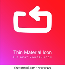 Back arrow hand drawn sign red and pink gradient material white icon minimal design