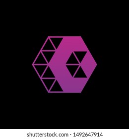 back Arrow hexagon abstract logo design. Negative space, Web, Digital, Marketing, Network. construction concept, Triangle Arrow Logo, Polygonal Logotype. - vector