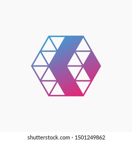 Back Arrow hexagon abstract logo design. Delivery icon. Web, Digital, Marketing, Network icon. construction concept. -vector