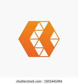 Back Arrow hexagon abstract logo design. Arrow icon. Delivery icon. Web, Digital, Marketing, Network icon. construction concept. -vector