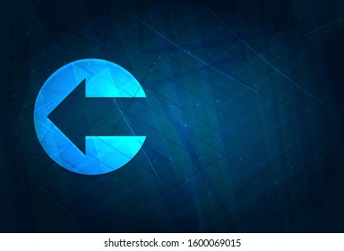 Back arrow icon isolated on futuristic digital abstract blue background