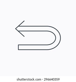 Back arrow icon. Previous sign. Left direction symbol. Linear outline icon on white background. Vector