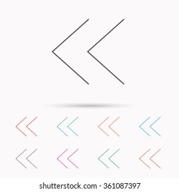 Back arrow icon. Previous sign. Left direction symbol. Linear icons on white background.