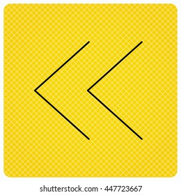 Back arrow icon. Previous sign. Left direction symbol. Linear icon on orange background. Vector