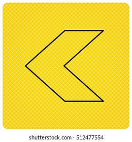 Back arrow icon. Previous sign. Left direction symbol. Linear icon on orange background. Vector