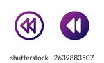 Back Arrow Icon Set. A purple gradient icon featuring a left-facing arrow, commonly used for navigation or backward functions.