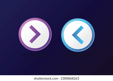 Back arrow icon sleek soft round button set illustration