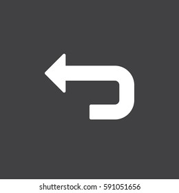 Back arrow icon vector, filled flat sign, solid white pictogram. Undo symbol, logo illustration. Pixel perfect