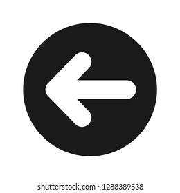 Back arrow icon vector illustration design isolated on flat black round button
