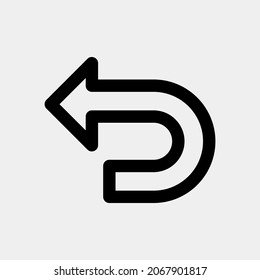 Icono de flecha atrás ilustración vectorial en estilo de línea, uso para presentación de aplicación móvil del sitio web