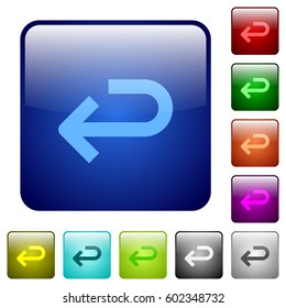 Back arrow icons in rounded square color glossy button set
