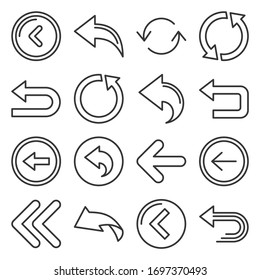 Iconos de flecha atrás en fondo blanco. Vector de estilo de línea