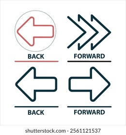 back arrow icons vector eps editable file.