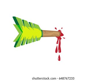 Back of an arrow piercing and inflicting a wound. Editable Clip Art.