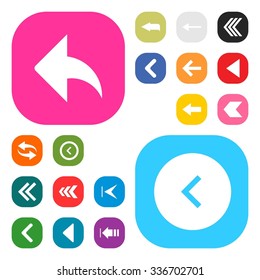 back arrow previous icon set. simple pictogram minimal, flat, solid, mono, monochrome, plain, contemporary style. Vector illustration web internet design elements