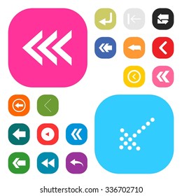 back arrow previous icon set. simple pictogram minimal, flat, solid, mono, monochrome, plain, contemporary style. Vector illustration web internet design elements