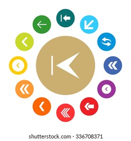 back arrow previous icon set. simple pictogram minimal, flat, solid, mono, monochrome, plain, contemporary style. Vector illustration web internet design elements