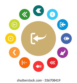 back arrow previous icon set. simple pictogram minimal, flat, solid, mono, monochrome, plain, contemporary style. Vector illustration web internet design elements