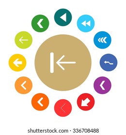 back arrow previous icon set. simple pictogram minimal, flat, solid, mono, monochrome, plain, contemporary style. Vector illustration web internet design elements