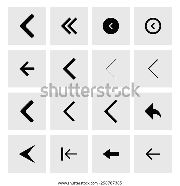 back arrow previous icon\
set. simple pictogram minimal, flat, solid, mono, monochrome,\
plain, contemporary style. Vector illustration web internet design\
elements