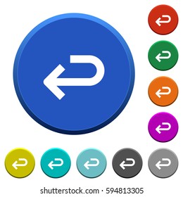 Back arrow round color beveled buttons with smooth surfaces and flat white icons